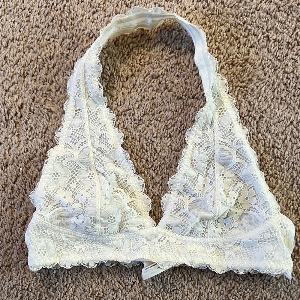 Intimately by Free People Elegant Lace Halter Bralette - Cream